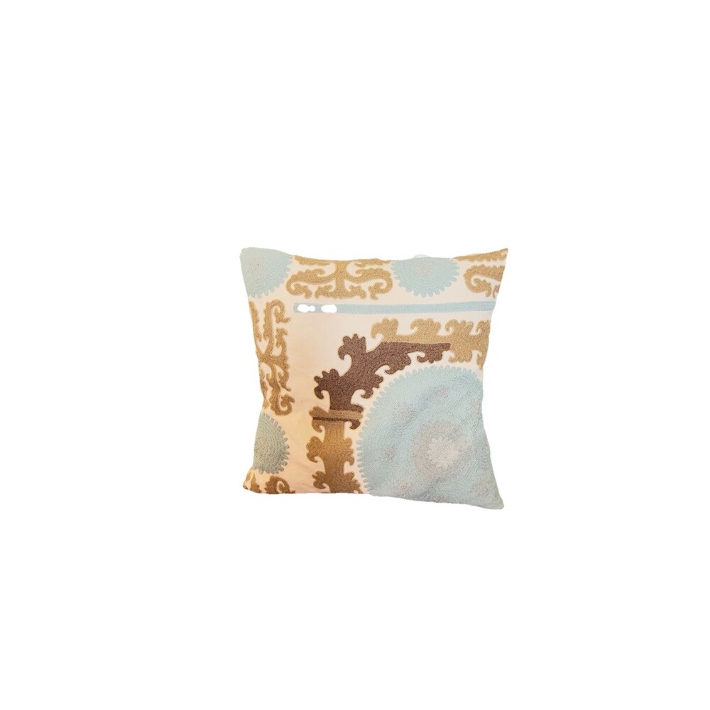 Pottery Barn Suzani Crewel Embroidered Floral Medallion Pillow Cover 26x26
